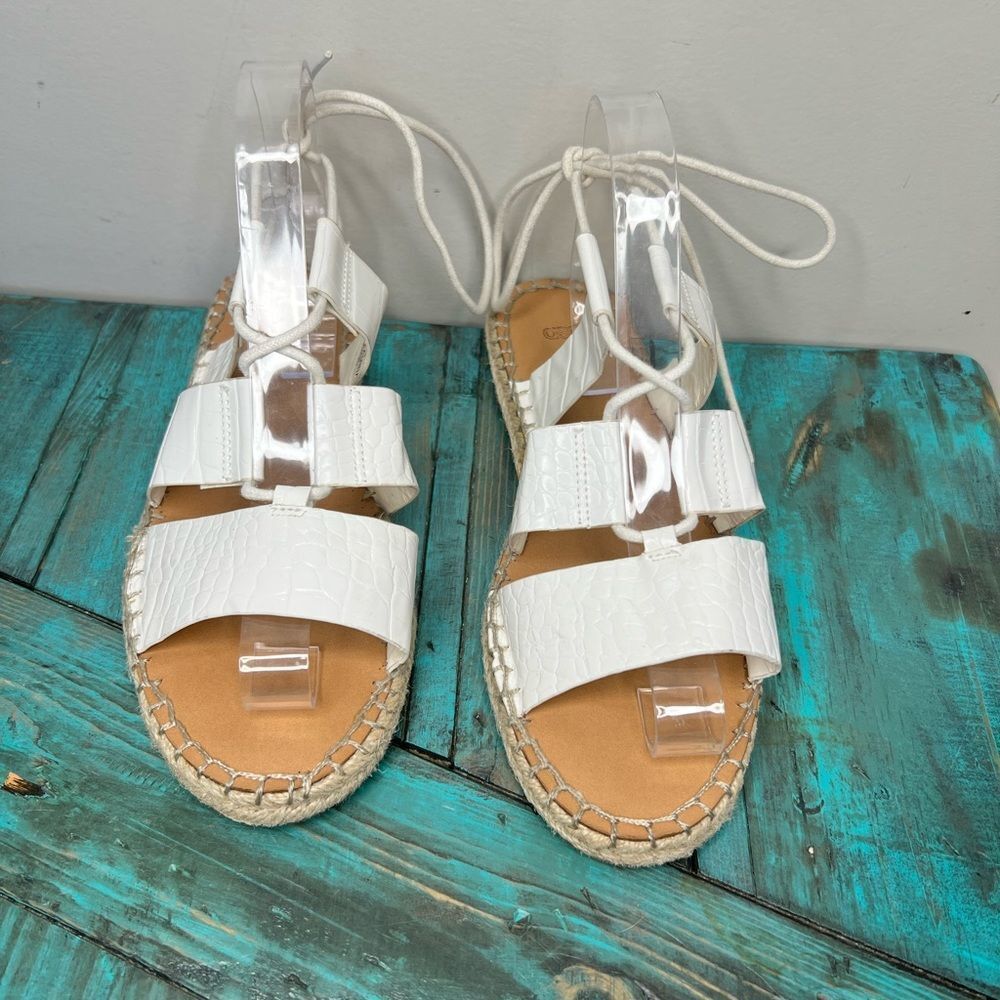 ASOS White Lace Up Espadrille Sandals Size 6 Travel Vacation Holiday